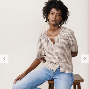 Able button down textured blouse